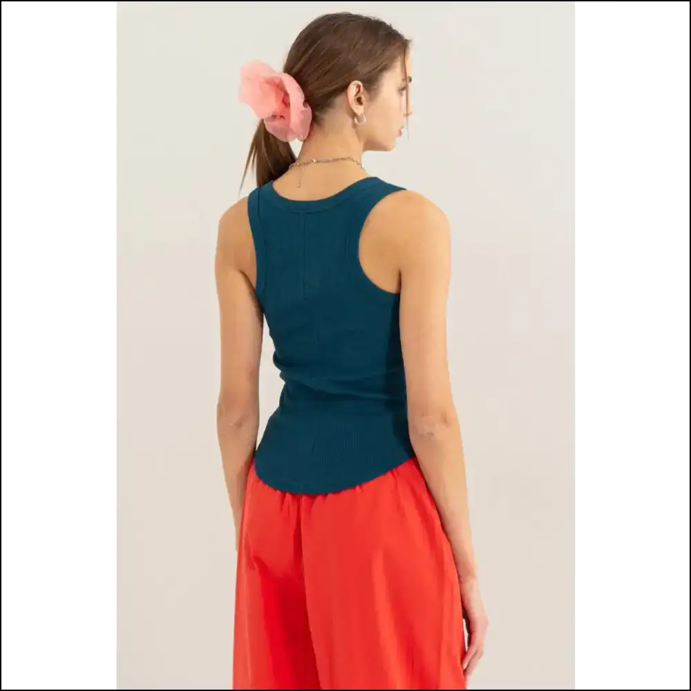 Ribbed Scoop Neck Racerback Tank - Chic Comfort - Tops on Sale Worldwide Shipping