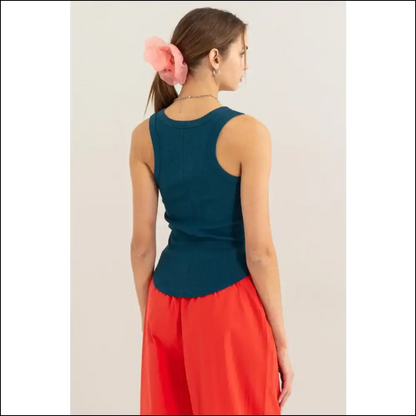 Ribbed Scoop Neck Racerback Tank - Chic Comfort - Tops on Sale Worldwide Shipping