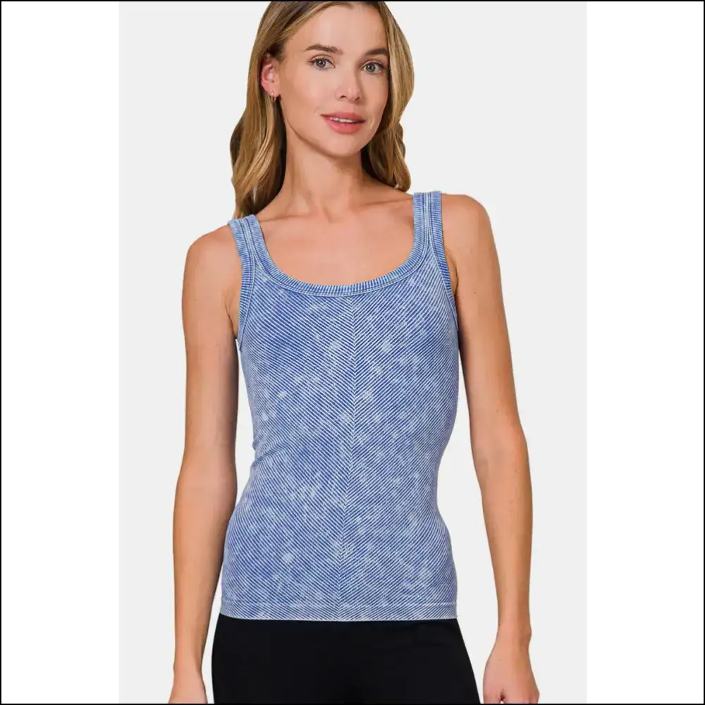Ribbed Scoop Neck Tank Top - Chic Comfort for Every Occasion - Tops on Sale Worldwide Shipping