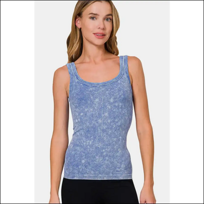 Ribbed Scoop Neck Tank Top - Chic Comfort for Every Occasion - Tops on Sale Worldwide Shipping