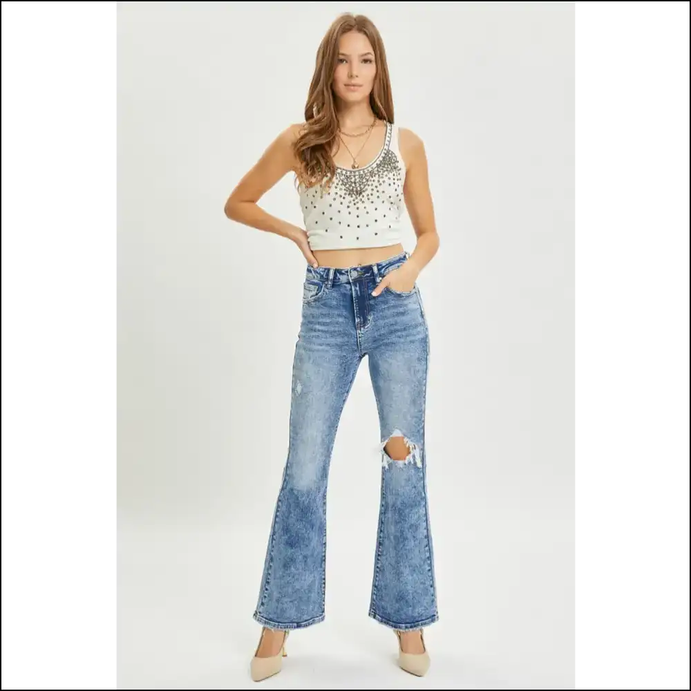 Rise to Distress: my Flare Jeans are More Risen than Hopes! 😂👖 - on Sale Worldwide Shipping