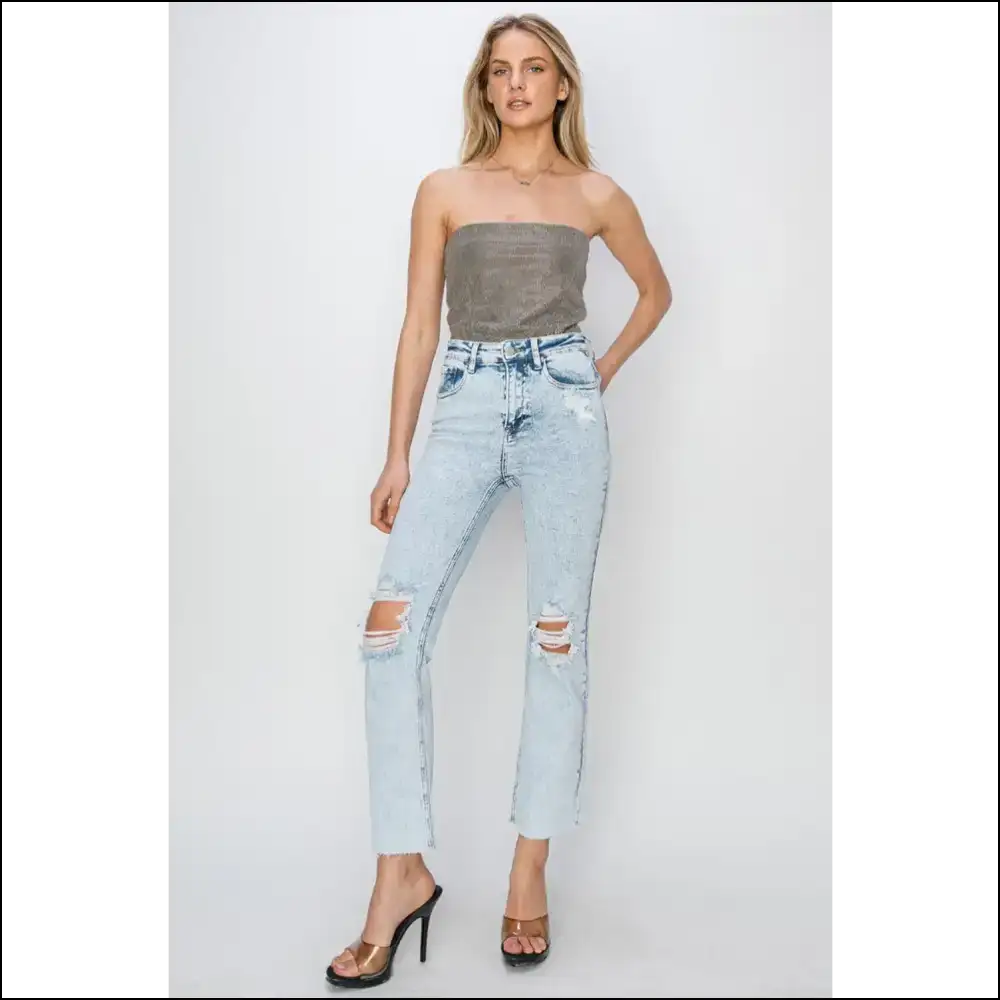 Rise Up and Shine in our Risqué Risen High Distressed Jeans! 😂 - Jeans on Sale Worldwide Shipping