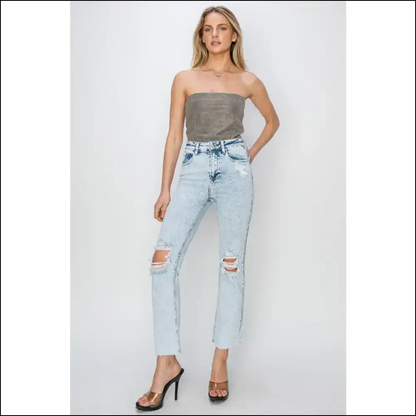 Rise Up and Shine in our Risqué Risen High Distressed Jeans! 😂 - Jeans on Sale Worldwide Shipping