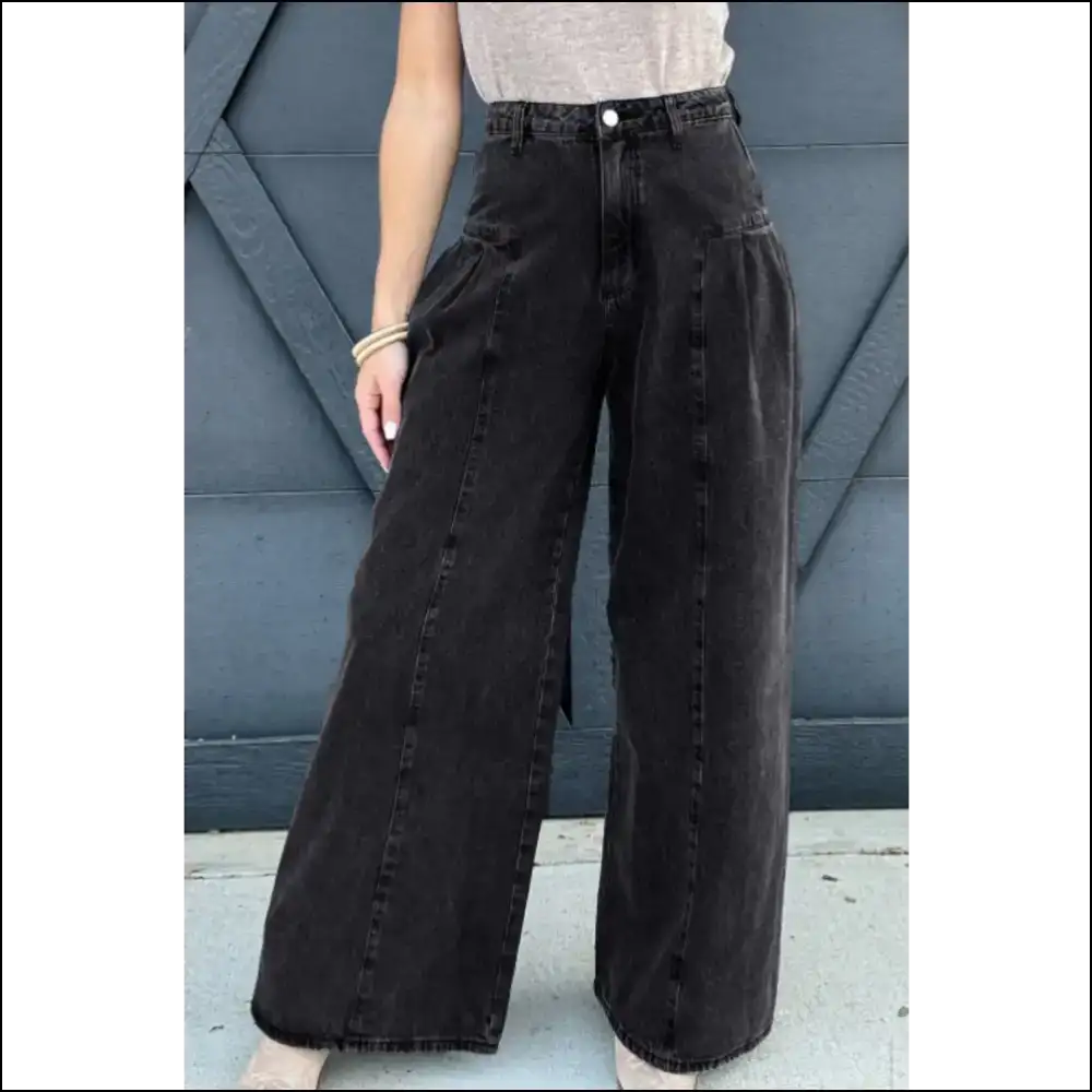 Rise Wide Leg Jeans: Love at First Heartbreak the Waist! 😜 - Black / 12 - Jeans on Sale Worldwide Shipping