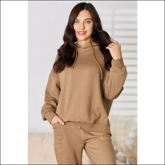 Risen Cozy Chic Drop Shoulder Hoodie - Mocha / s - Hoodies Sweatshirts & on Sale Worldwide Shipping