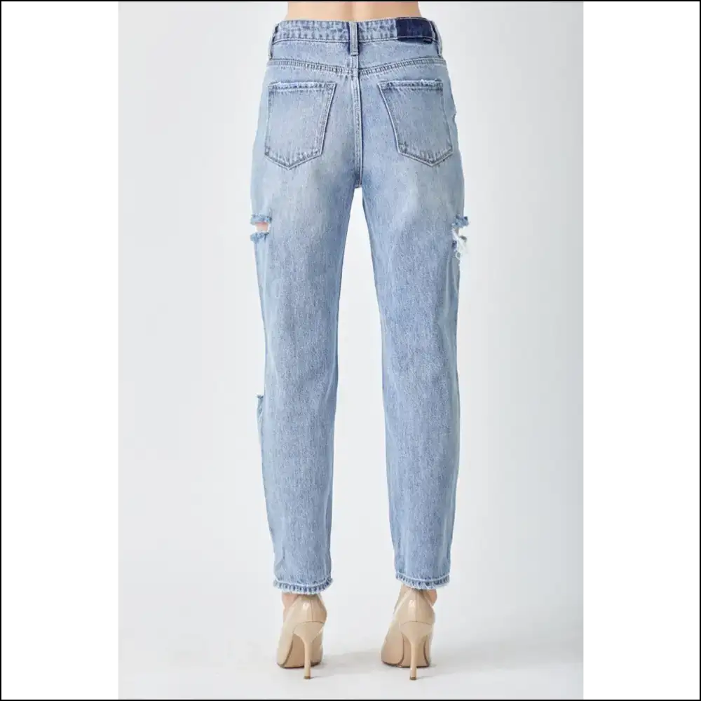 Risen Distressed Slim Cropped Jeans: Hug your Curves and Sense of Humor! 😄 - Jeans on Sale Worldwide Shipping
