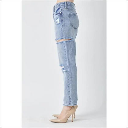 Risen Distressed Slim Cropped Jeans: Hug your Curves and Sense of Humor! 😄 - Jeans on Sale Worldwide Shipping