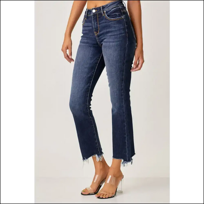 Risen Frayed Hem Cropped Jeans: Dance Like no One’s Hemming You! 💃 - Jeans on Sale Worldwide Shipping