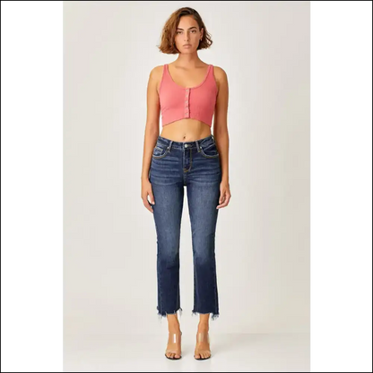 Risen Frayed Hem Cropped Jeans: Dance Like no One’s Hemming You! 💃 - Jeans on Sale Worldwide Shipping