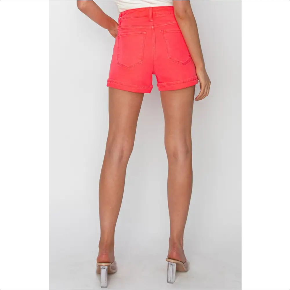 Risen High Rise Cuffed Denim Shorts - on Sale Worldwide Shipping