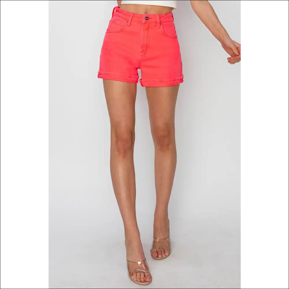 Risen High Rise Cuffed Denim Shorts - on Sale Worldwide Shipping