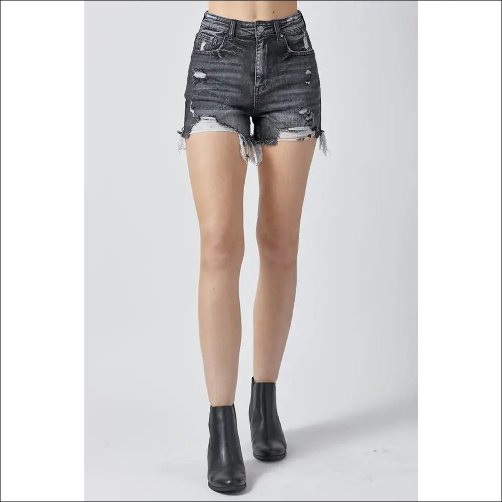 Risen High Rise Distressed Denim Shorts for Women - on Sale Worldwide Shipping