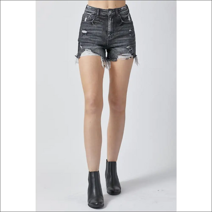 Risen High Rise Distressed Denim Shorts for Women - on Sale Worldwide Shipping