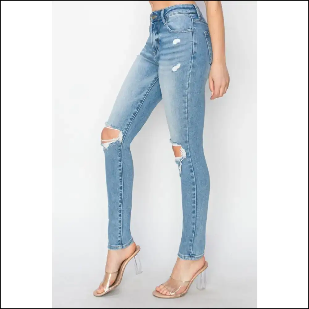 Risen High Rise Distressed Skinny Jeans: Couch Comfort Meets Catwalk Chic! - Jeans on Sale Worldwide Shipping