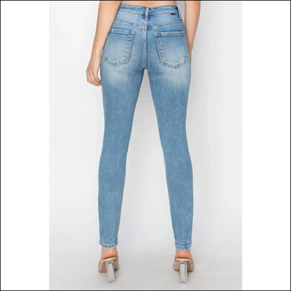 Risen High Rise Distressed Skinny Jeans: Couch Comfort Meets Catwalk Chic! - Jeans on Sale Worldwide Shipping
