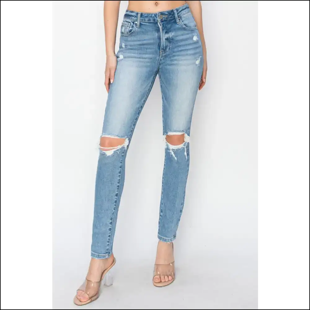 Risen High Rise Distressed Skinny Jeans: Couch Comfort Meets Catwalk Chic! - Jeans on Sale Worldwide Shipping