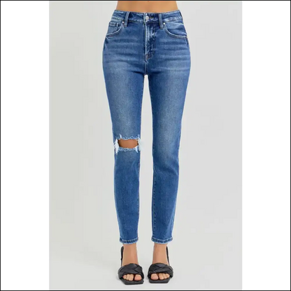 Risen High Rise Jeans: Because your Confidence Deserves to Look Distressed! 😎🎉 - Jeans on Sale Worldwide Shipping