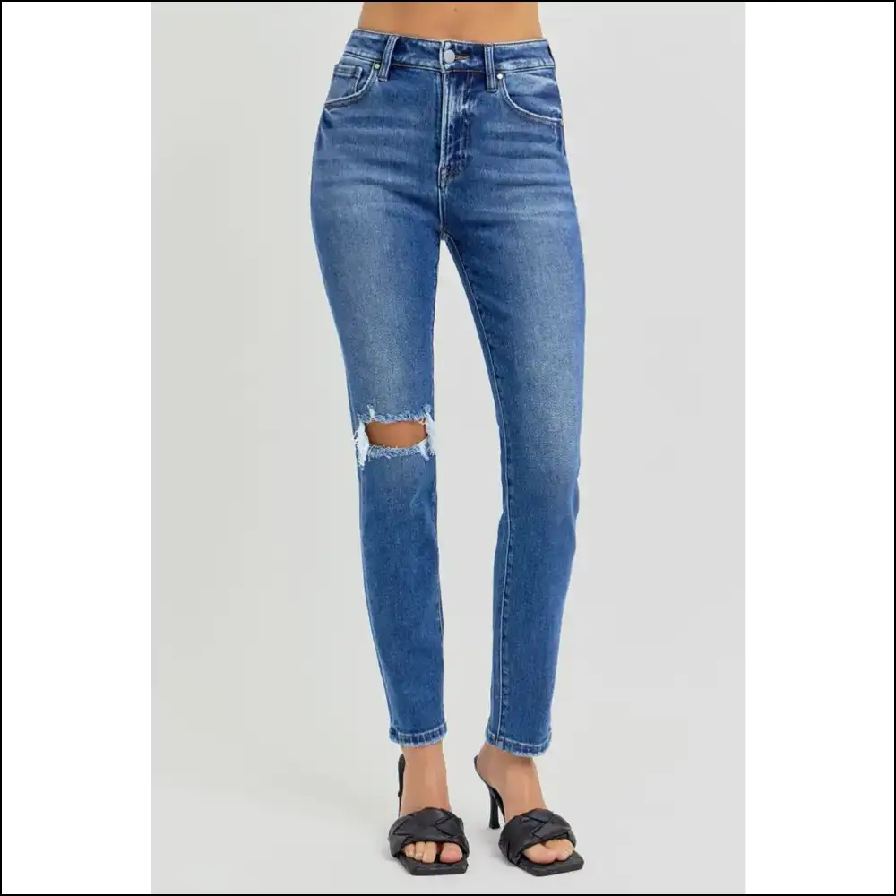 Risen High Rise Jeans: Because your Confidence Deserves to Look Distressed! 😎🎉 - Jeans on Sale Worldwide Shipping