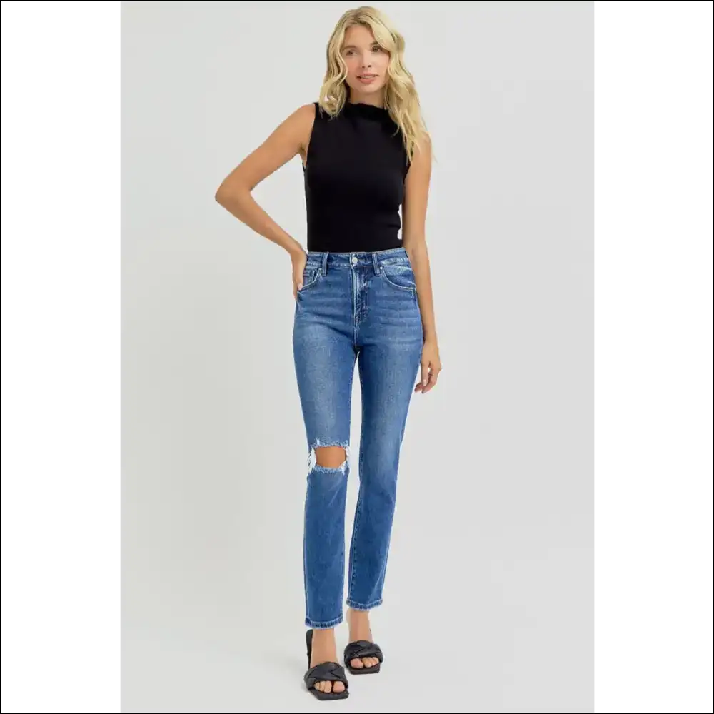 Risen High Rise Jeans: Because your Confidence Deserves to Look Distressed! 😎🎉 - Jeans on Sale Worldwide Shipping