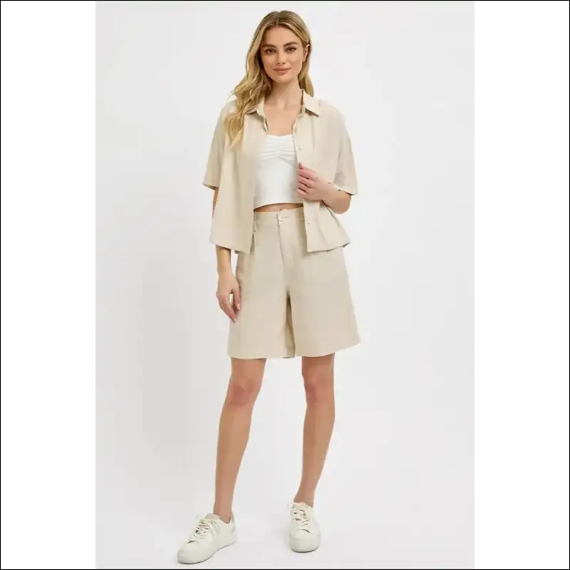 Risen High Rise Pleated Front Shorts - on Sale Worldwide Shipping