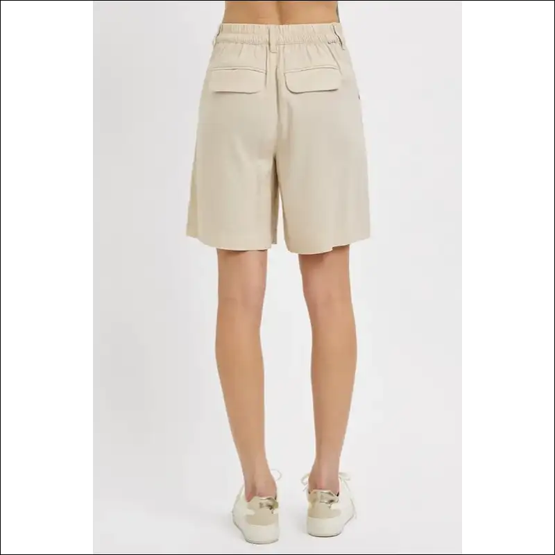 Risen High Rise Pleated Front Shorts - on Sale Worldwide Shipping