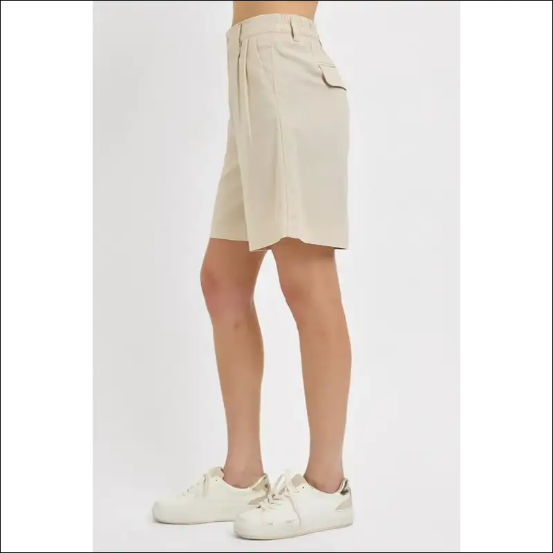 Risen High Rise Pleated Front Shorts - on Sale Worldwide Shipping