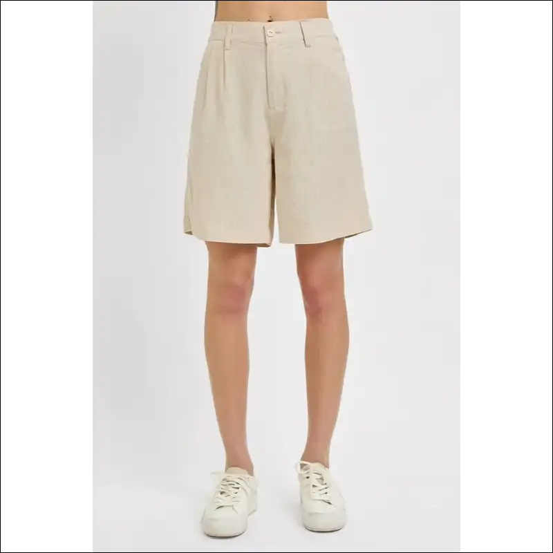 Risen High Rise Pleated Front Shorts - on Sale Worldwide Shipping