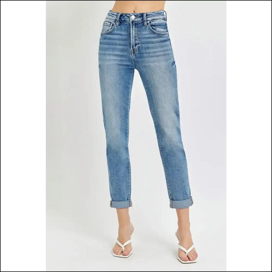 Risen High Rise: the Jeans that Roll Up your Style and Confidence! 😂👖 - Blue / 15(32) - on Sale Worldwide Shipping