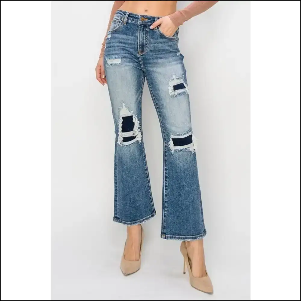 Risen High Rise: where your Confidence Meets Ankle Flair and Distress! 😄 - Jeans on Sale Worldwide Shipping