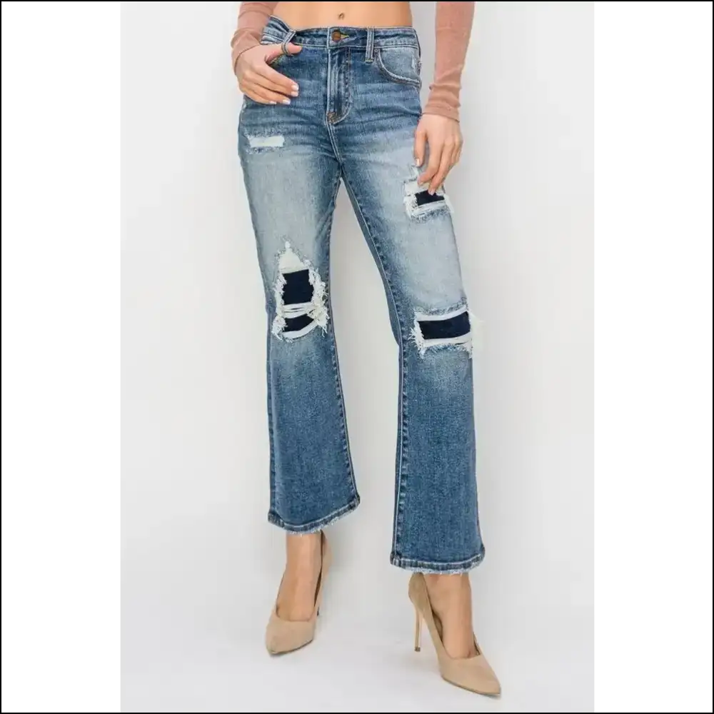 Risen High Rise: where your Confidence Meets Ankle Flair and Distress! 😄 - Jeans on Sale Worldwide Shipping