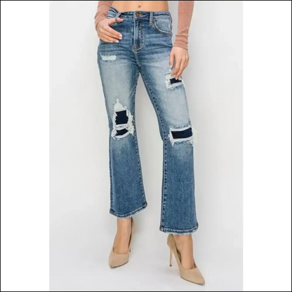 Risen High Rise: where your Confidence Meets Ankle Flair and Distress! 😄 - Jeans on Sale Worldwide Shipping