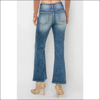 Risen High Rise: where your Confidence Meets Ankle Flair and Distress! 😄 - Jeans on Sale Worldwide Shipping