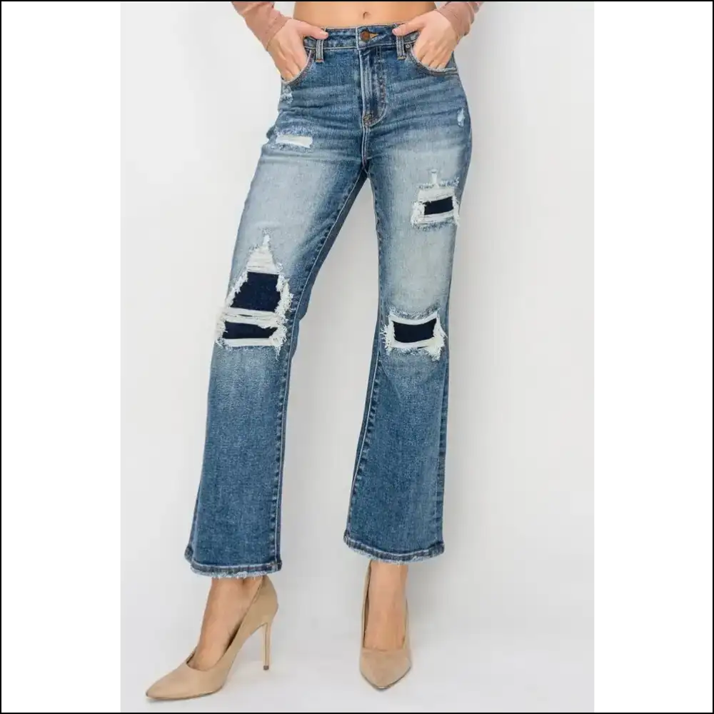 Risen High Rise: where your Confidence Meets Ankle Flair and Distress! 😄 - Jeans on Sale Worldwide Shipping