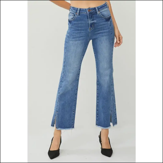 Risen High Waist Jeans: Raw Hem Comfortably Hilarious Style Awaits! - Light / Jeans on Sale Worldwide Shipping