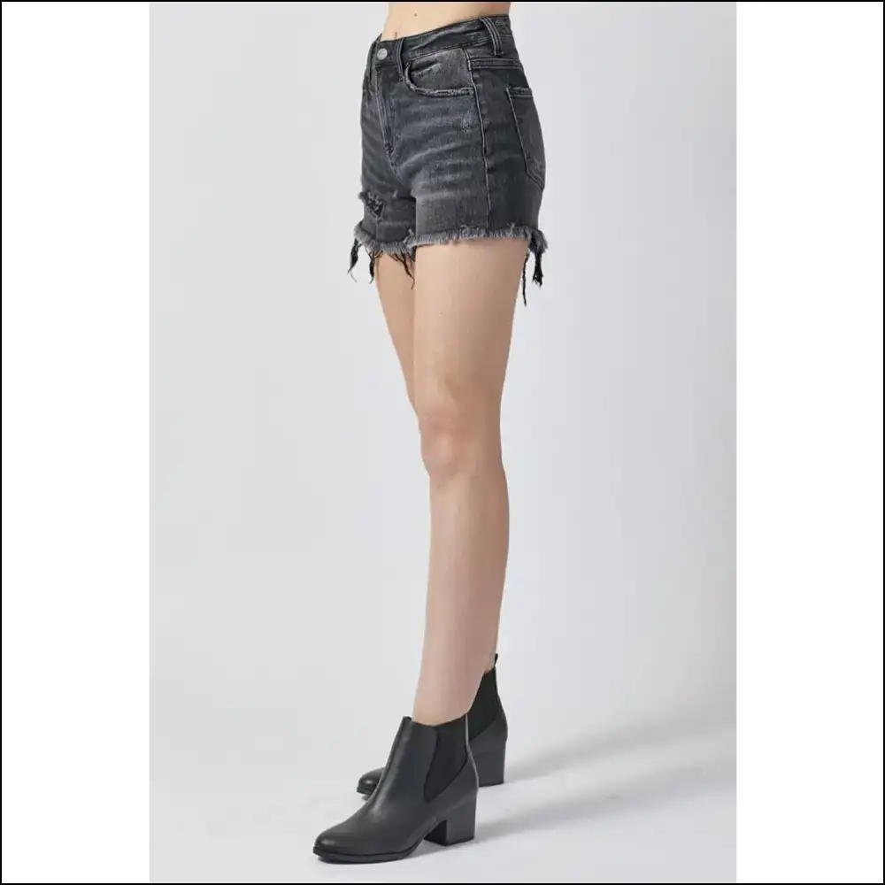 Risen Raw Hem Denim Shorts with Pockets - on Sale Worldwide Shipping