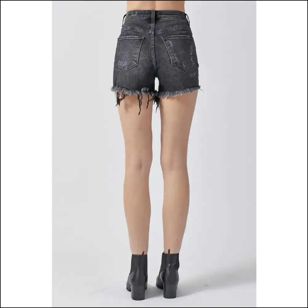 Risen Raw Hem Denim Shorts with Pockets - on Sale Worldwide Shipping