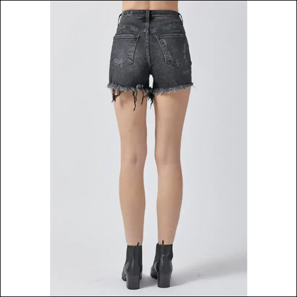 Risen Raw Hem Denim Shorts with Pockets - on Sale Worldwide Shipping