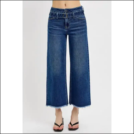 Risen Raw Hem Wide Legs: where Style Meets my Denim Destiny! - Dark / 11(30) - Jeans on Sale Worldwide Shipping