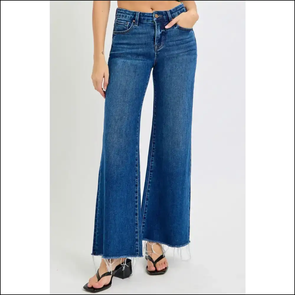 Risen Tummy Control Wide Leg Jeans: Strut Like you Own the Sidewalk! 😄👖 - Dark Blue / 11(30) - Jeans on Sale Worldwide Shipping