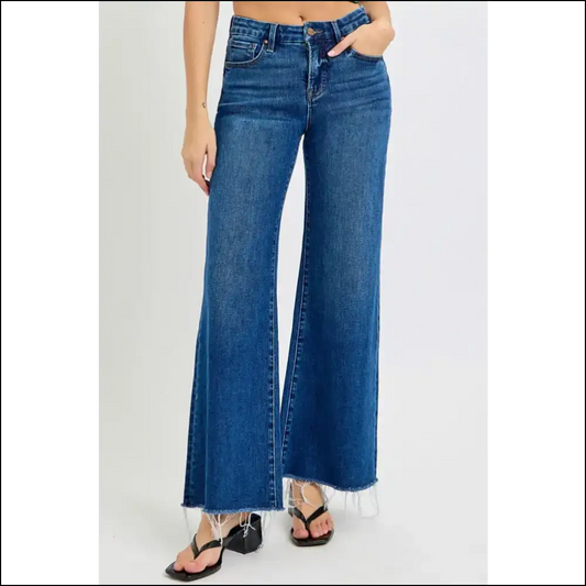 Risen Tummy Control Wide Leg Jeans: Strut Like you Own the Sidewalk! 😄👖 - Dark Blue / 11(30) - Jeans on Sale Worldwide Shipping