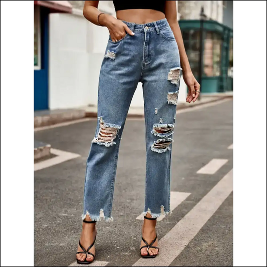 Rock the Raw Hem: Fashion so Distressed it Needs Therapy! 😂👖 - Medium / m - Jeans on Sale Worldwide Shipping