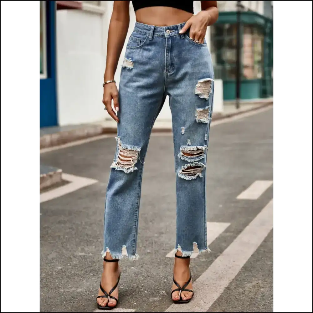 Rock the Raw Hem: Fashion so Distressed it Needs Therapy! 😂👖 - Jeans on Sale Worldwide Shipping