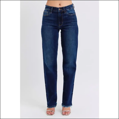 Rock the Raw Hem Straight Look and Slay Like a Jean Queen! 👖✨ - Dark / 1(25) - Jeans on Sale Worldwide Shipping