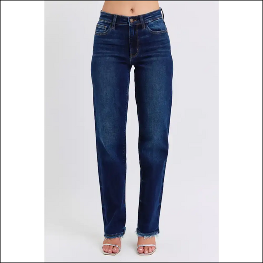 Rock the Raw Hem Straight Look and Slay Like a Jean Queen! 👖✨ - Dark / 1(25) - Jeans on Sale Worldwide Shipping