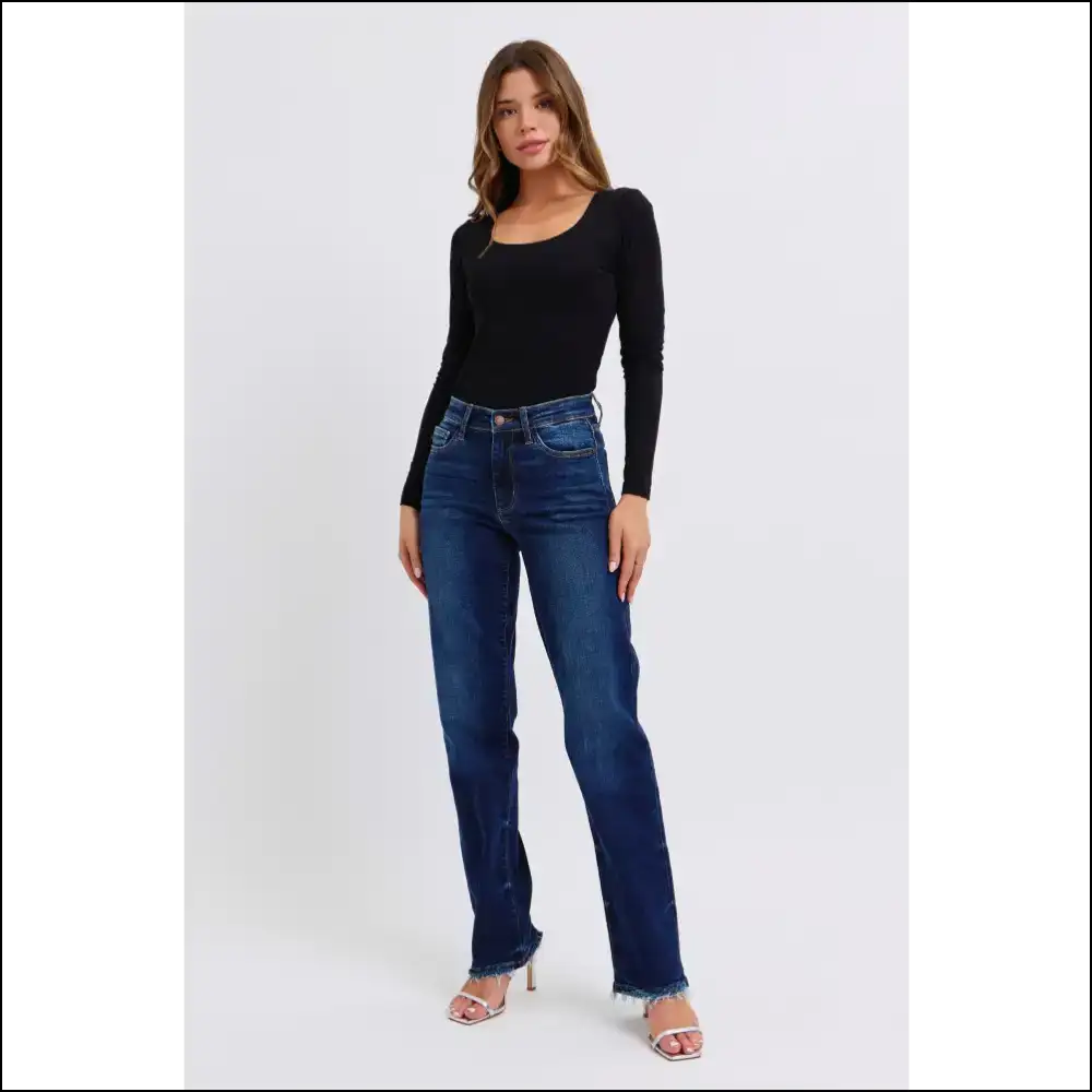 Rock the Raw Hem Straight Look and Slay Like a Jean Queen! 👖✨ - Jeans on Sale Worldwide Shipping