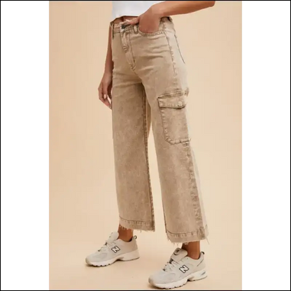 Rock the Raw Hem Wide Leg Cargo Jeans: Fashionable Comfort with a Twist! 😂 - Jeans on Sale Worldwide Shipping
