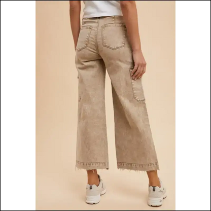 Rock the Raw Hem Wide Leg Cargo Jeans: Fashionable Comfort with a Twist! 😂 - Jeans on Sale Worldwide Shipping