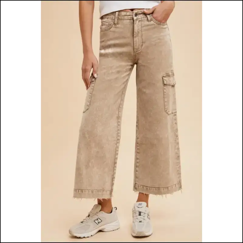 Rock the Raw Hem Wide Leg Cargo Jeans: Fashionable Comfort with a Twist! 😂 - Jeans on Sale Worldwide Shipping