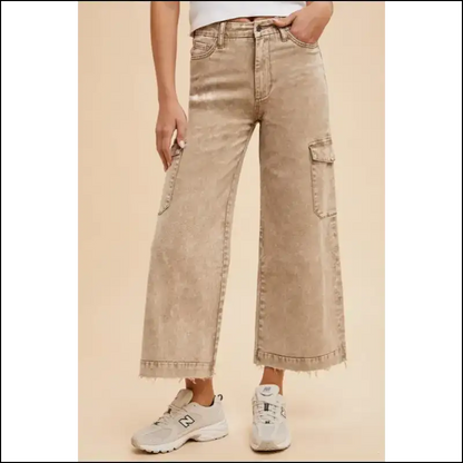 Rock the Raw Hem Wide Leg Cargo Jeans: Fashionable Comfort with a Twist! 😂 - Jeans on Sale Worldwide Shipping