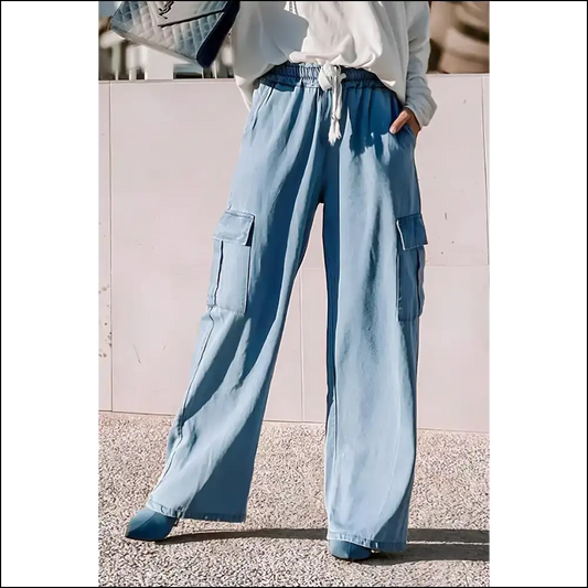 Rock the Wide Leg Drawstring Cargo: where Function Meets Fashion Faux Pas! - Light / l - Jeans on Sale Worldwide Shipping